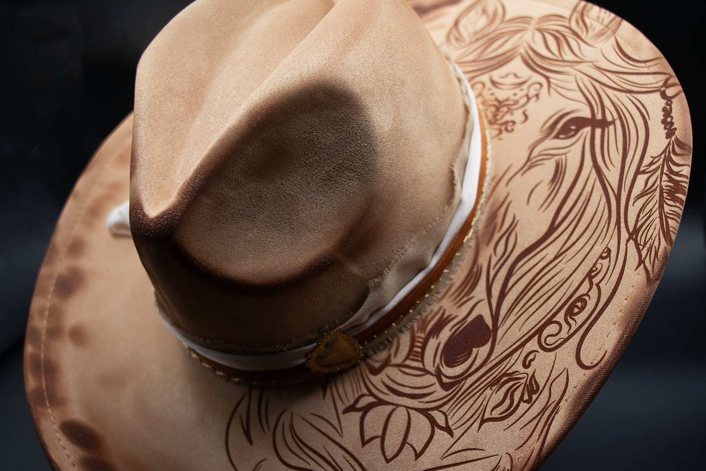 Altered Cowboy Engraved Horse Hat