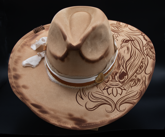 Altered Cowboy Engraved Horse Hat
