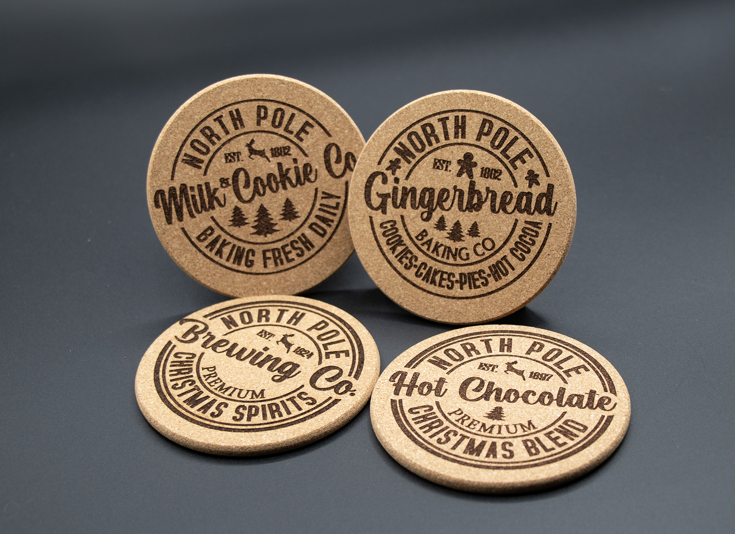 Cork Holiday Drink Coasters